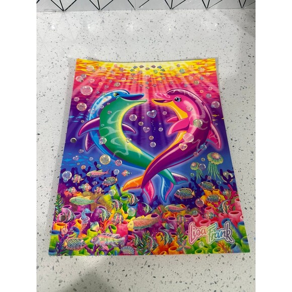 Lisa Frank Dancing Dolphins 2 Pocket Portfolio Folder 3 Hole Punch 2020 - Picture 1 of 6